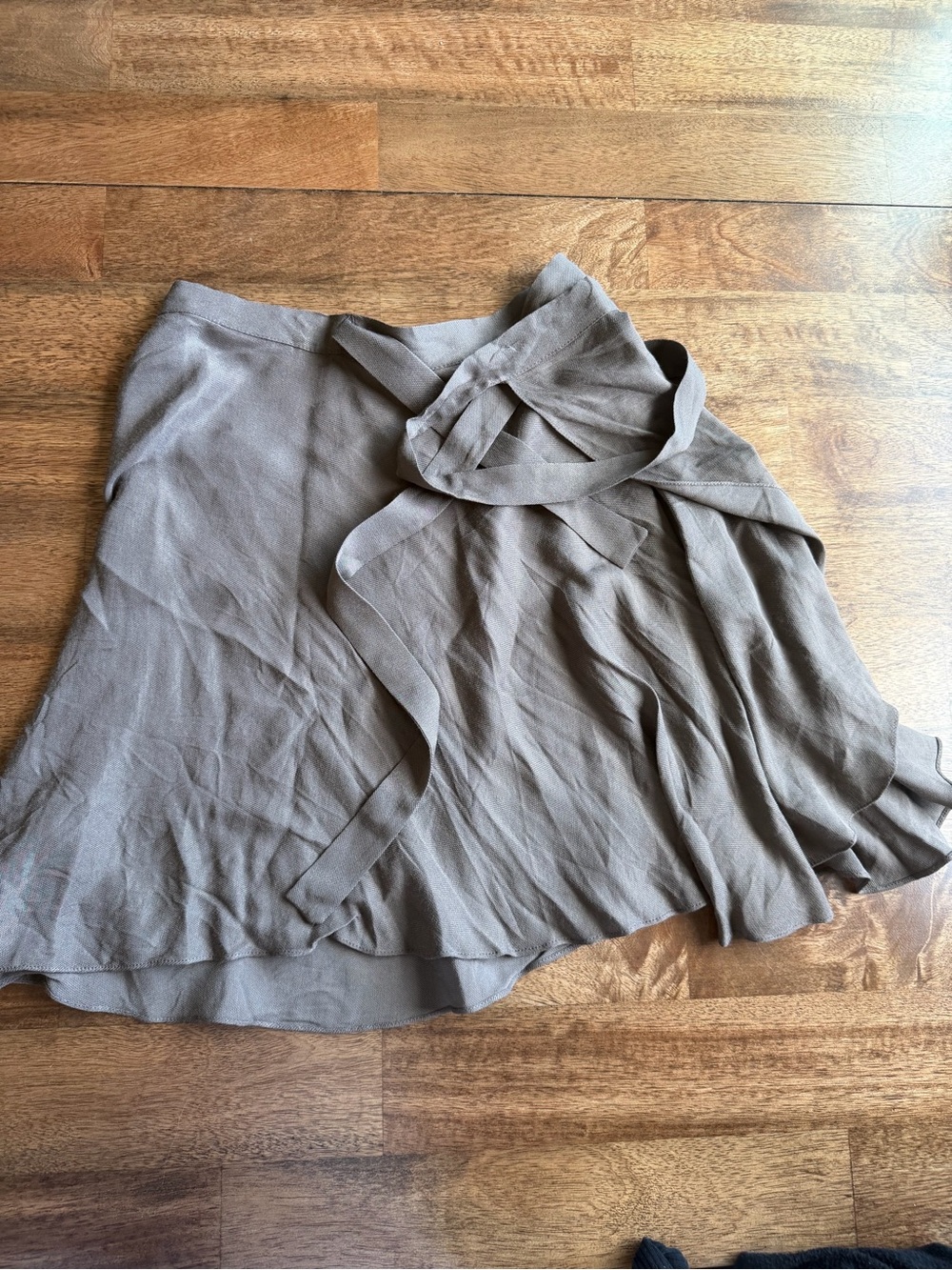 Taupe Wrap Skirt with Self-Tie Waist NWT